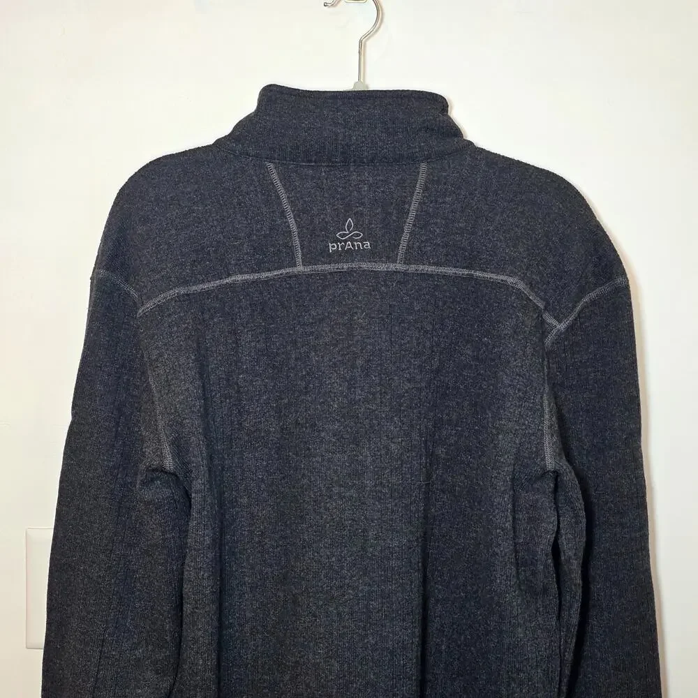 Prana Men’s Barclay Full Zip Wool Blend Sweater Charcoal Size XL
